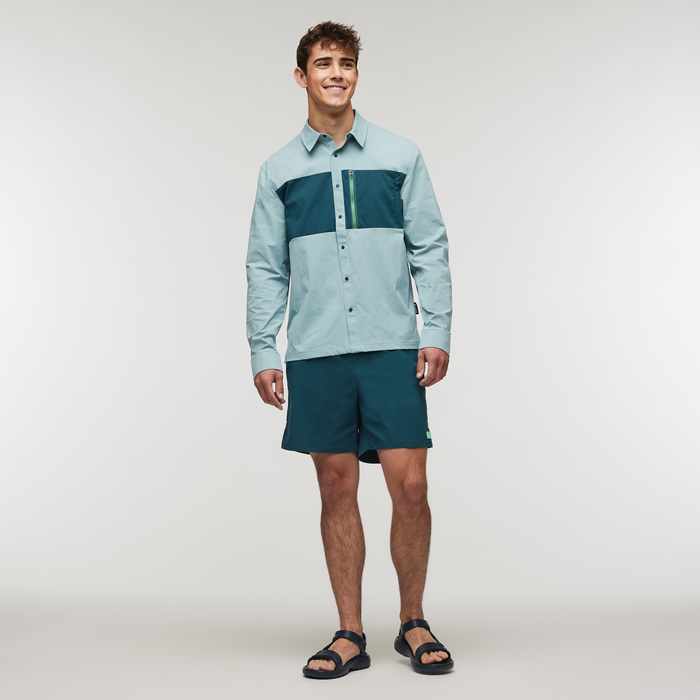 Sumaco Long-Sleeve Shirt - Men's, Sea Spray/Abyss, Model Kellan