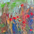 Summer Morning by Maria-Tia - red poppy-like dabs among thick green and blue strokes