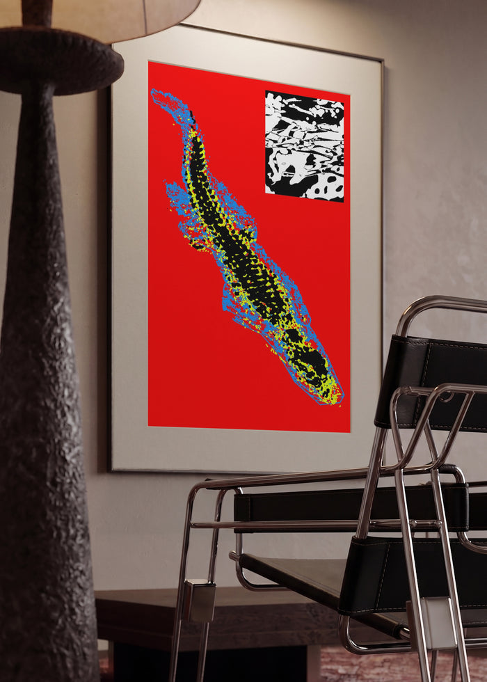 Swimming in Red by Francisco Gualter in a framed interior