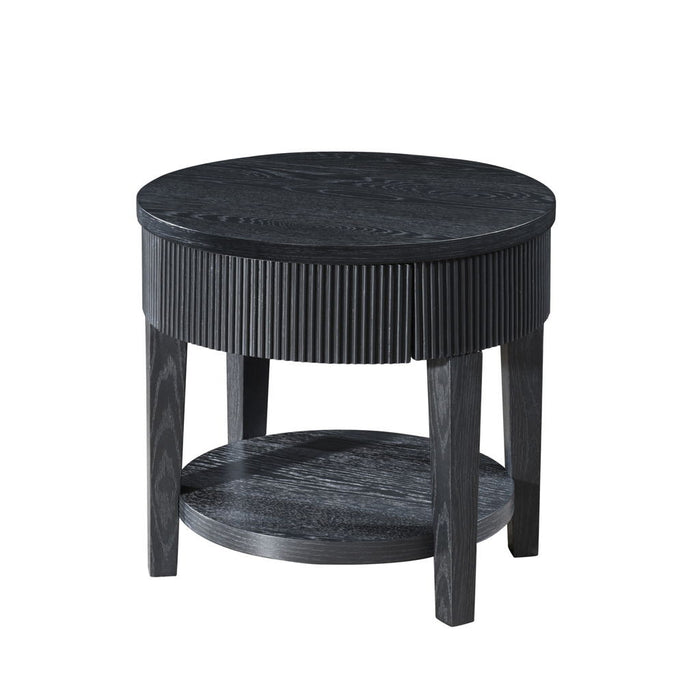 Tate - Round One Drawer End Table - Black