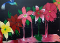 Tears of a flower by KG Studio - pink and green paint running down from lilies and poinsettias on flat black