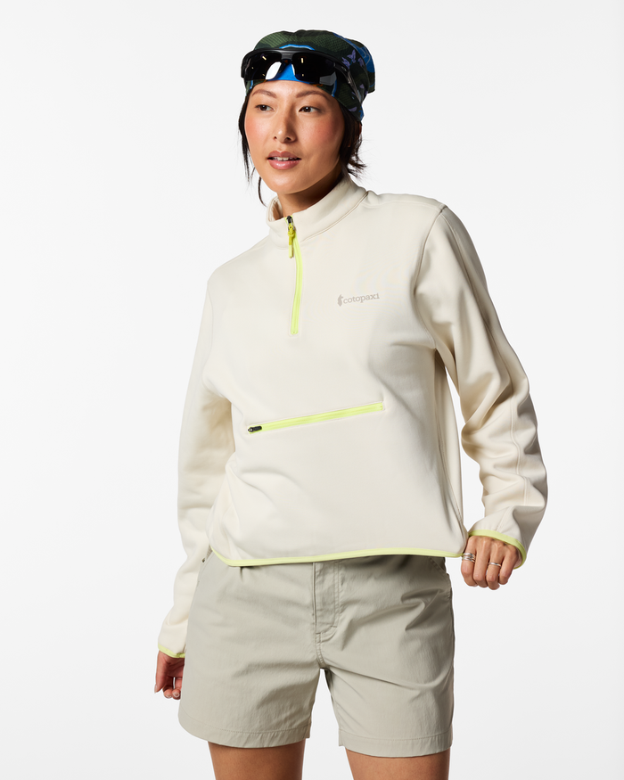 Tempa Fleece Quarter-Zip Pullover - Women's, Chalk, Model Tiff