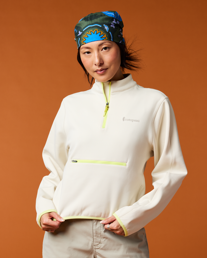Tempa Fleece Quarter-Zip Pullover - Women's, Chalk, Model Tiff