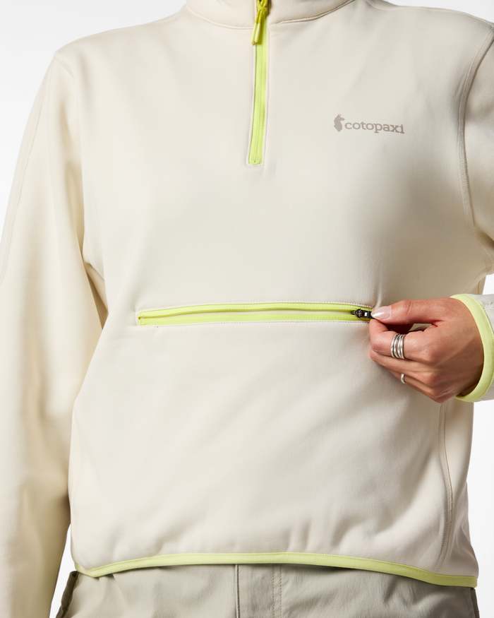 Tempa Fleece Quarter-Zip Pullover - Women's, Chalk, Model Tiff