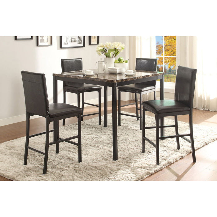 Tempe - Counter Height Table With Faux Marble Top - Brown / Black