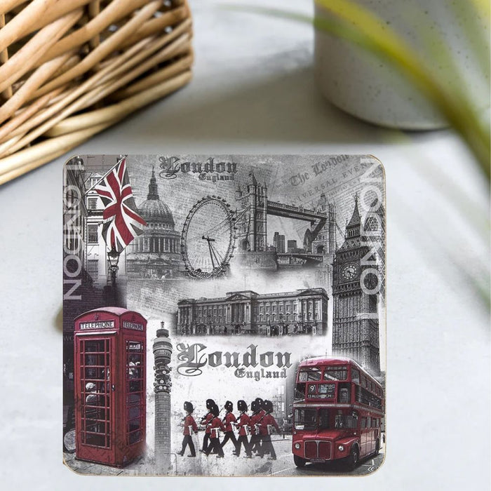The Leonardo Collection London England Coaster Set of 4 White