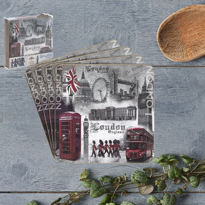 The Leonardo Collection London England Coaster Set of 4 White