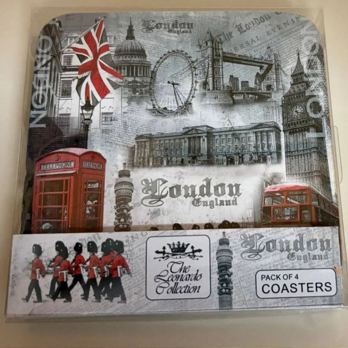 The Leonardo Collection London England Coaster Set of 4 White