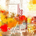 The right Mr. K by Dada - red and yellow bursting across a cracked wall with stencilled Ks and half-tone dots