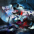 The Wonderful Morning Dreams of Alice (44) by Ovidiu Kloska - teal and black abstract swirling around a pale hollow with red streaks