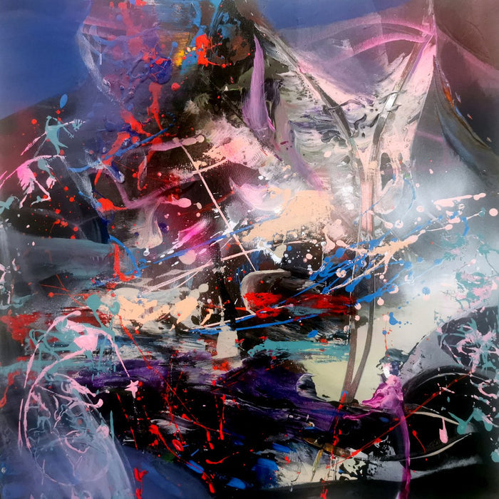 The Wonderful Morning Dreams of Alice (59) by Ovidiu Kloska - abstract of lavender and pink with splashes of red, cobalt and white
