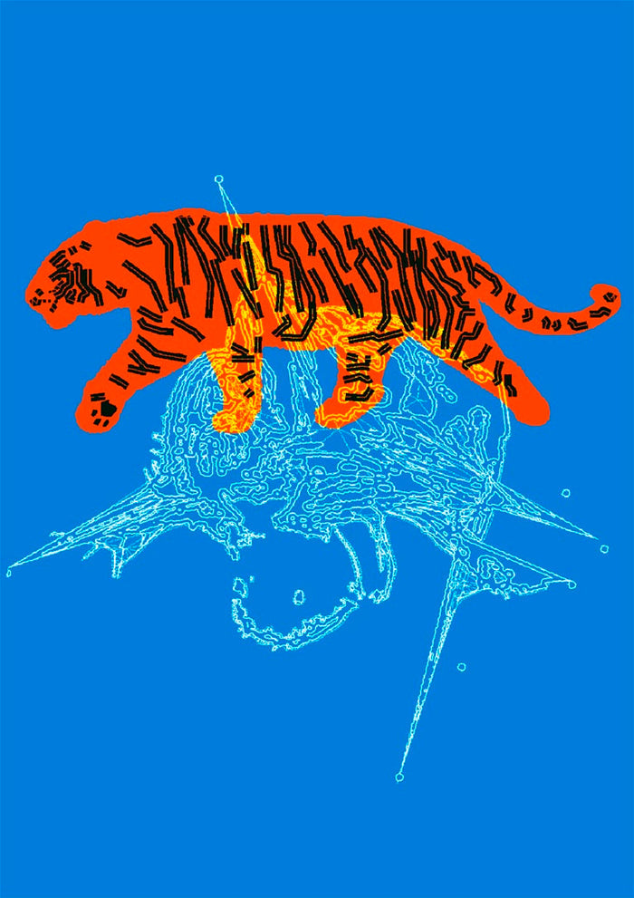 Tiger by Francisco Gualter - orange tiger on blue poster