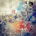 Tiles Forever by Dada - blue half-tone dots and red splashes across a cracked grey-beige ground
