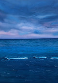 Tranquillita oceanica by KG Studio - an open sea at dusk in blue on blue under a lilac and pink horizon