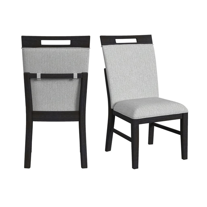 Transcend - Dining Side Chair With Fabric (Set of 2) - Charcoal And Light Gray