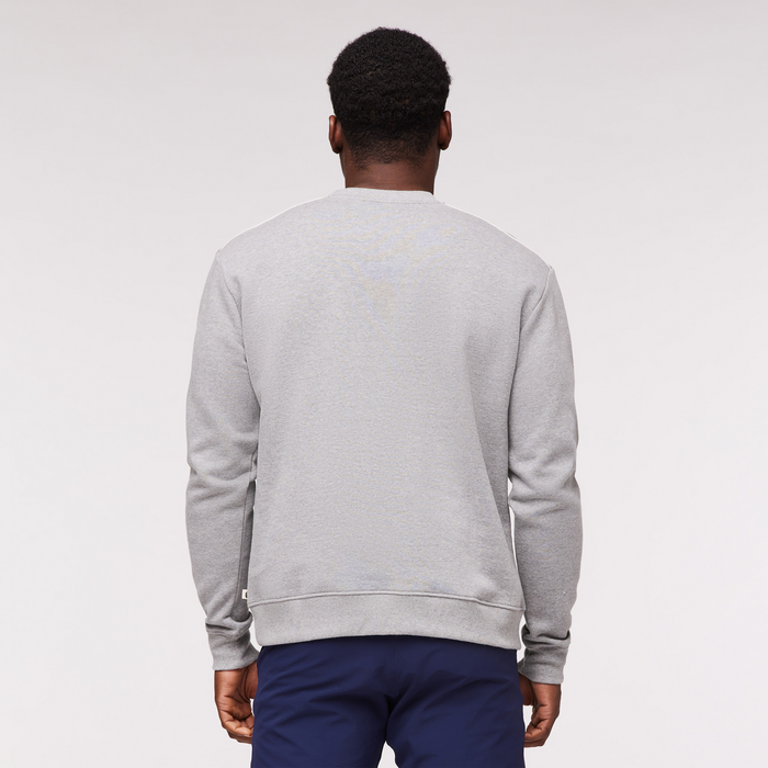 Traveling Llama Crew Sweatshirt - Men's, Heather Grey, Model Jeremy