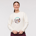 Traveling Llama Crew Sweatshirt - Women's, Bone, Model Aya