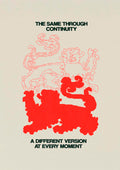 Two Lions by Francisco Gualter - red guardian lions on beige poster