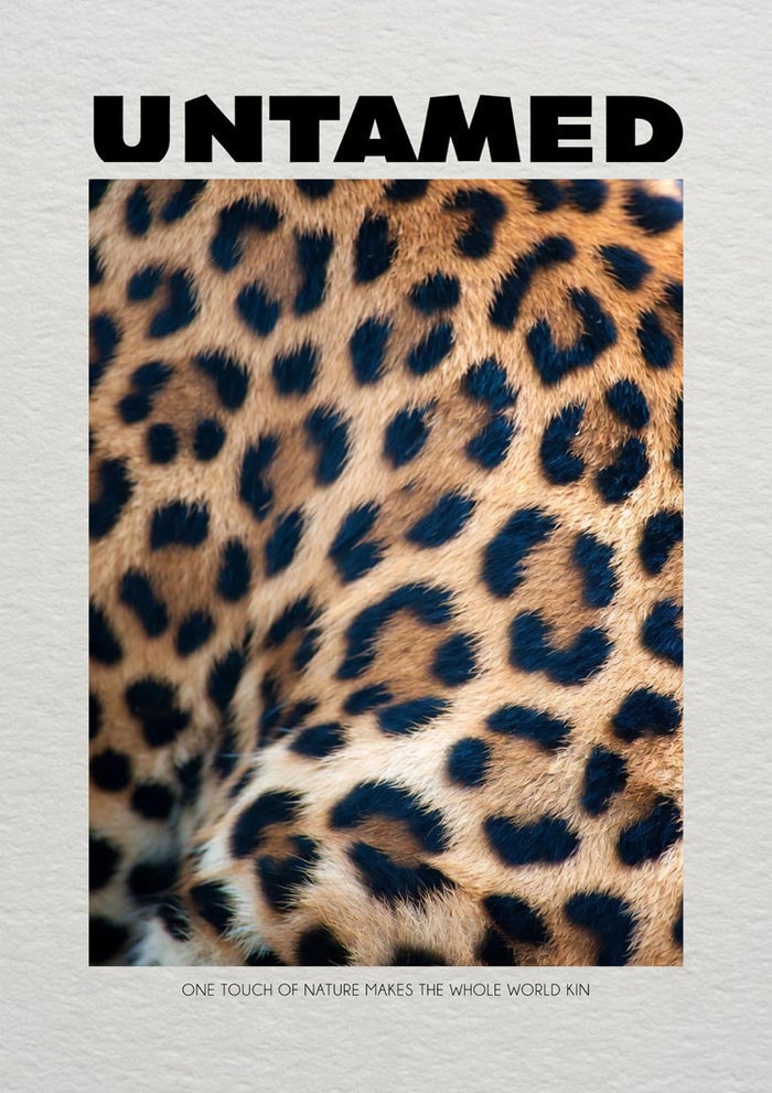 Untamed Leopard by Daniel Leo — minimalist poster with a close-up of golden leopard fur and dark rosettes