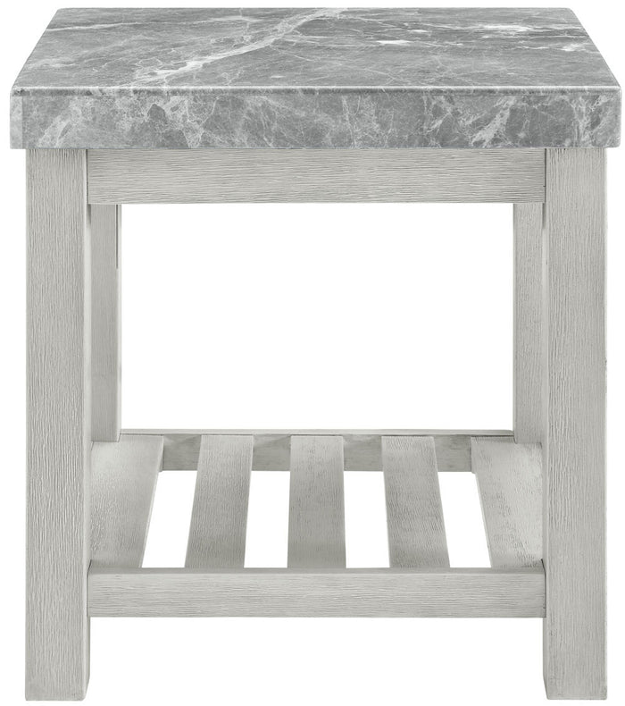 VANDALE Gray Real Marble 24" Wide End Table