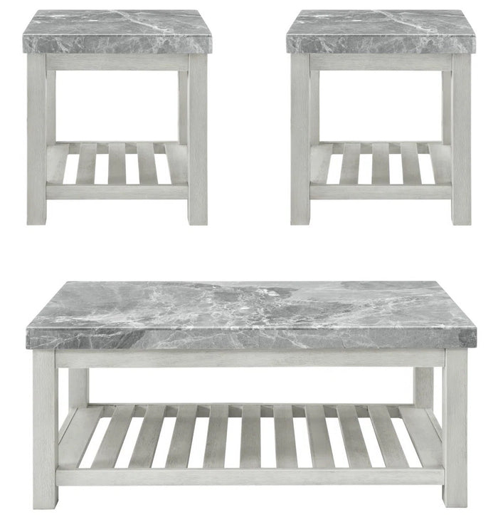 VANDALE Gray Real Marble 24" Wide End Table