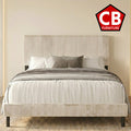 VIANN Beige Corduroy 42" Height Platform Bed