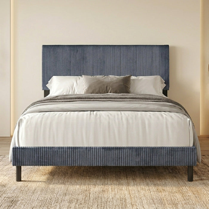 VIANN Gray Corduroy 42" Height Platform Bed