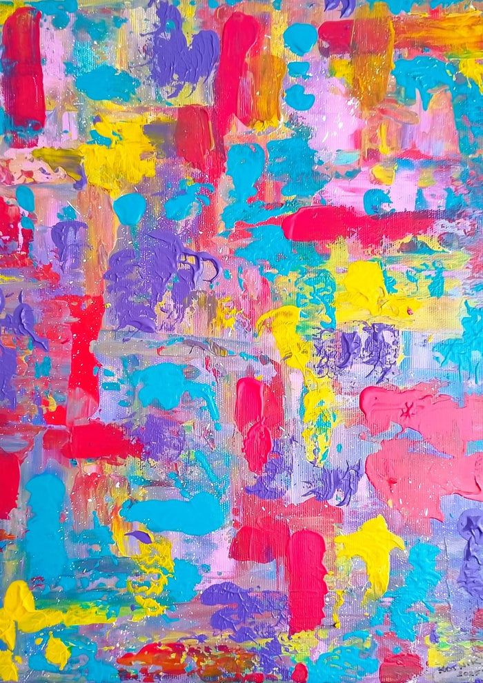 Vibrant Swirl by Igor Kotnik Art - thick strokes of hot pink, turquoise, yellow and violet