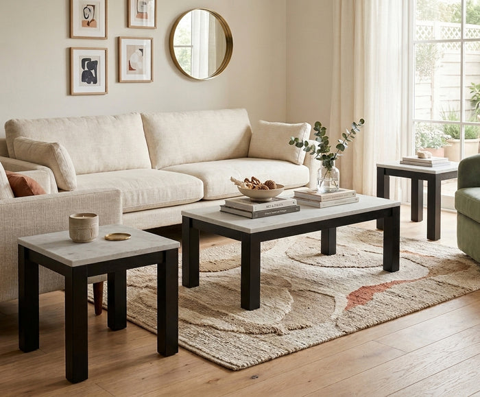 VINEBURG White 3 Piece Table Set