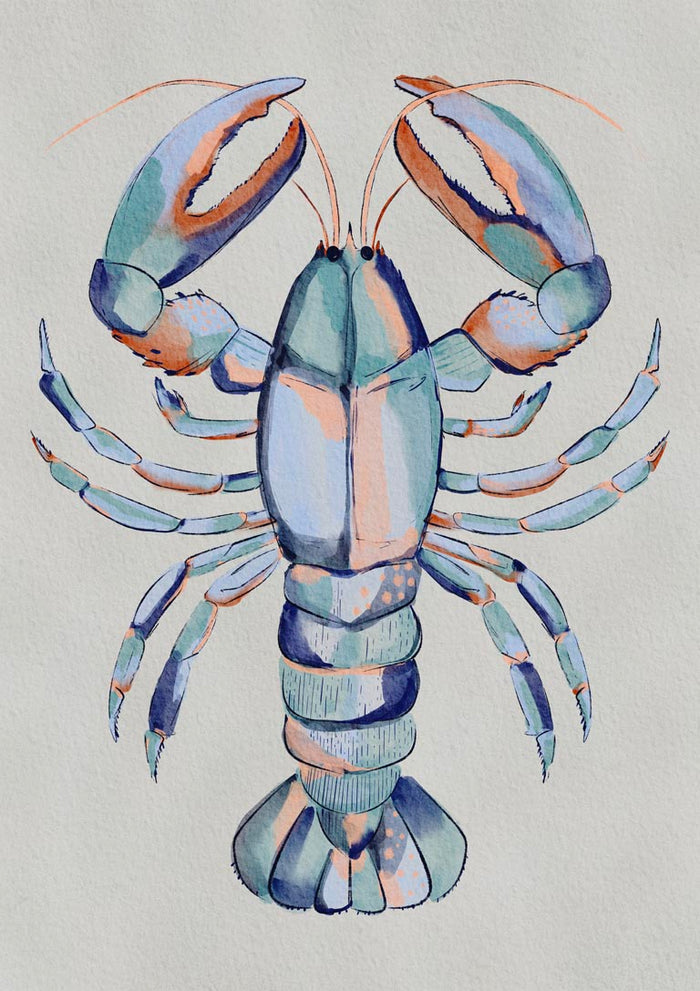 Watercolor Blue Lobster - Nikita Jariwala