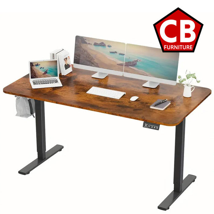 WHISTLER Brown 55" x 24" Desk With Powered Adjustable Height (RTA)