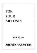 White wooden frame, 50x70 cm, Danish design, on a white background.