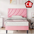 WINONA Metallic Pink Faux Leather 43" Height Platform Bed