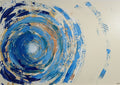 Woher? · Where From? by ELIZA Leopold - abstract blue vortex of palette knife strokes on a cream background