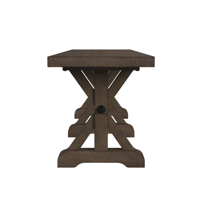 Yellowstone - Dining Bench With Metal Bar Cross - Medium Brown