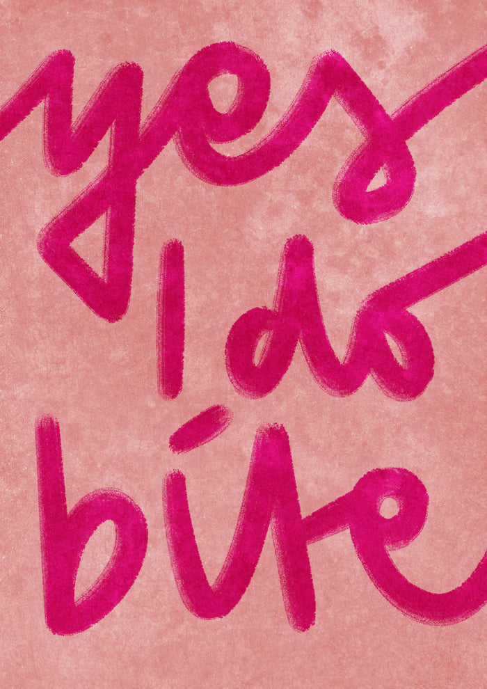 Pink handwritten text on a pale pink background reads "yes I do bite" for Yes I do bite by Raissa Oltmanns.
