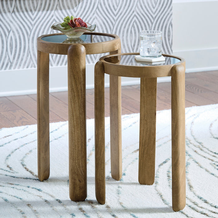 YOSHI Light Brown 2 Piece Nesting Table