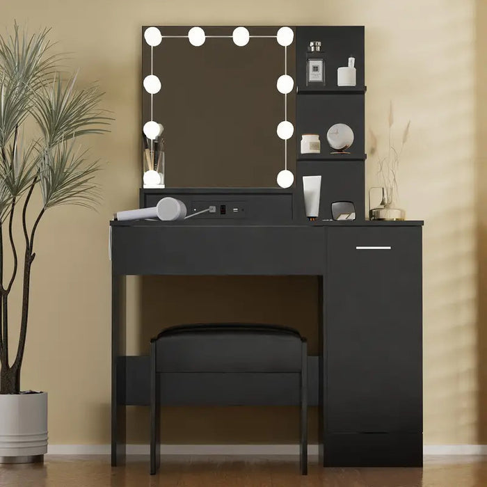 ZULEMA Black 40" Wide Vanity with Chair (RTA)