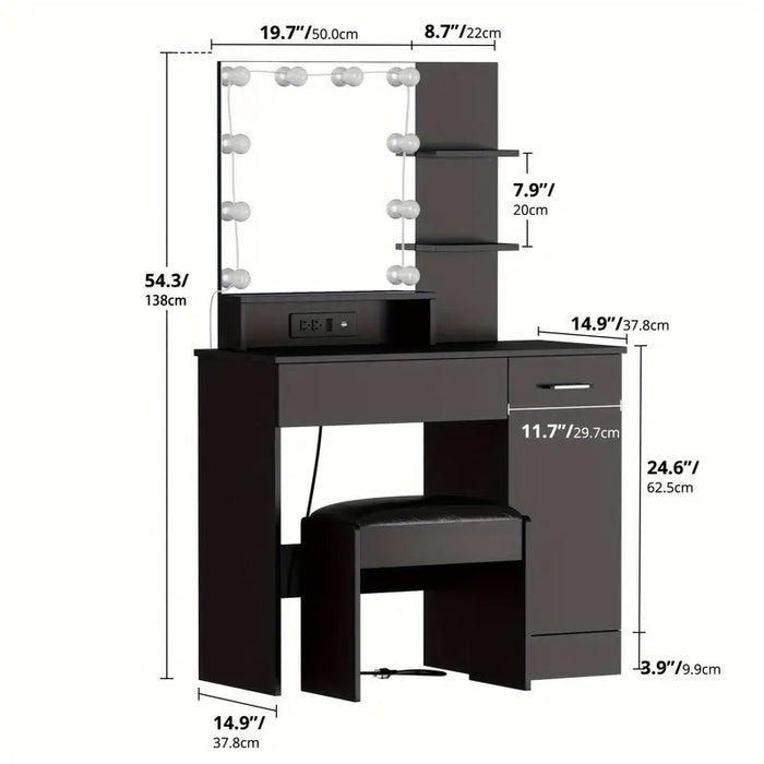 ZULEMA Black 40" Wide Vanity with Chair (RTA)